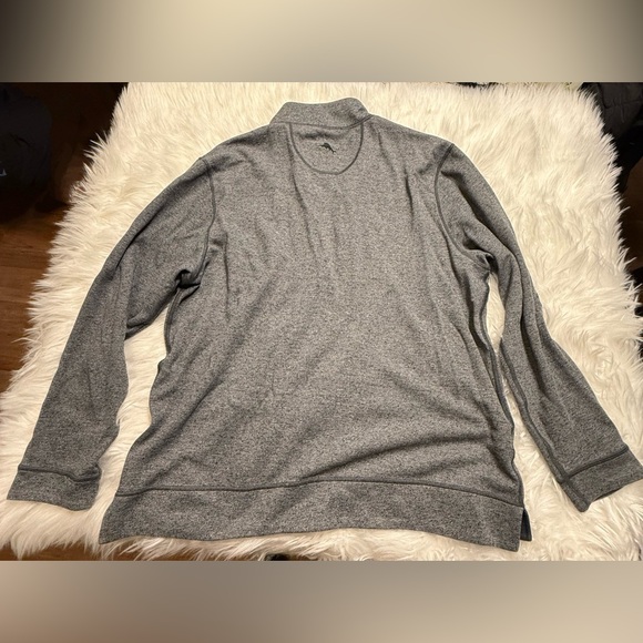 Tommy Bahama | Men’s Large Heather Gray Quarter Zip Light Pullover - Picture 3 of 15